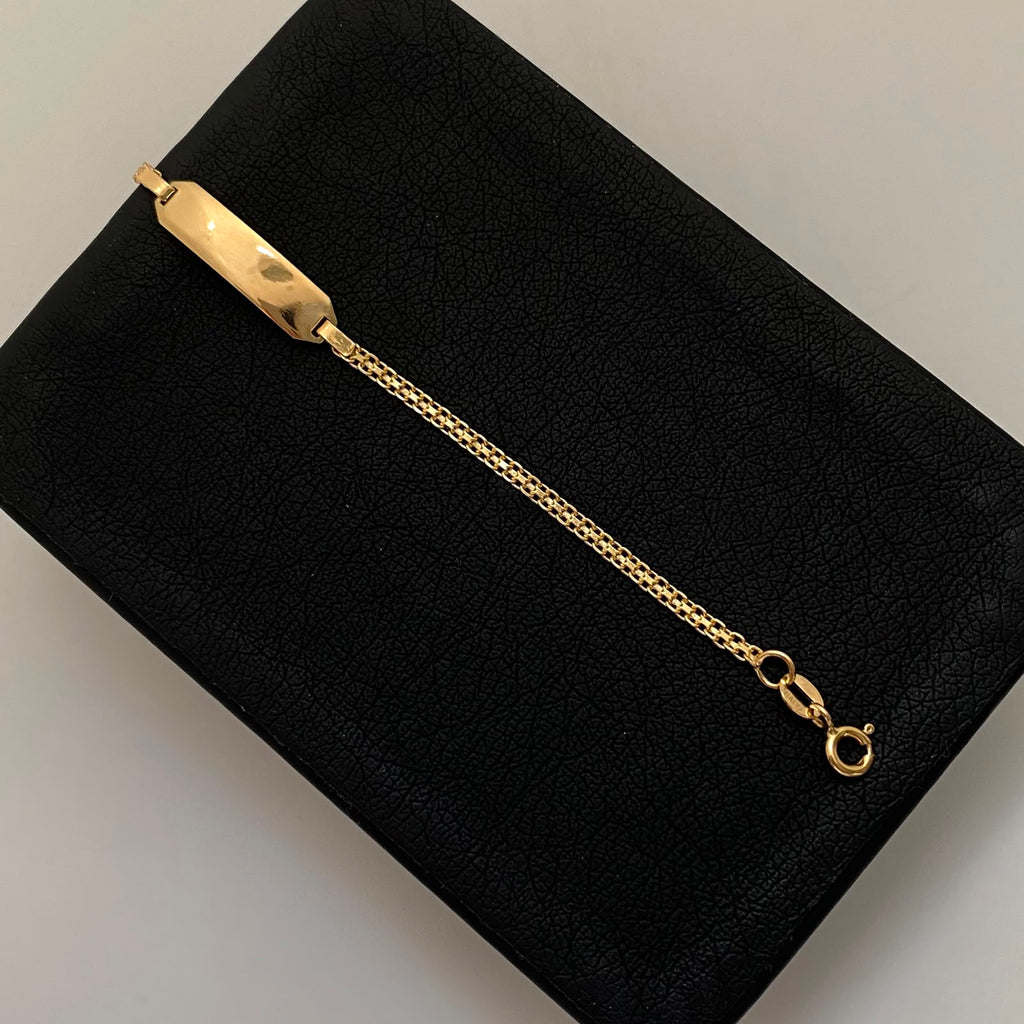 Pulso bebé It Placa Tejido Chino Oro amarillo 18k +1 / 2,05 Gr / 1,4 mm / 15,4 Cm