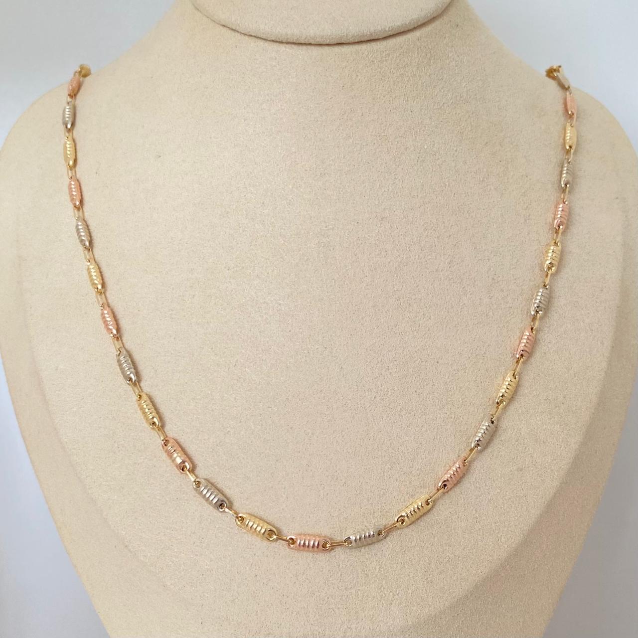 Cadena rustica barriles Tres oros 18k 7,45 Gr / 2,5 mm / 61 Cm Broche 0,40