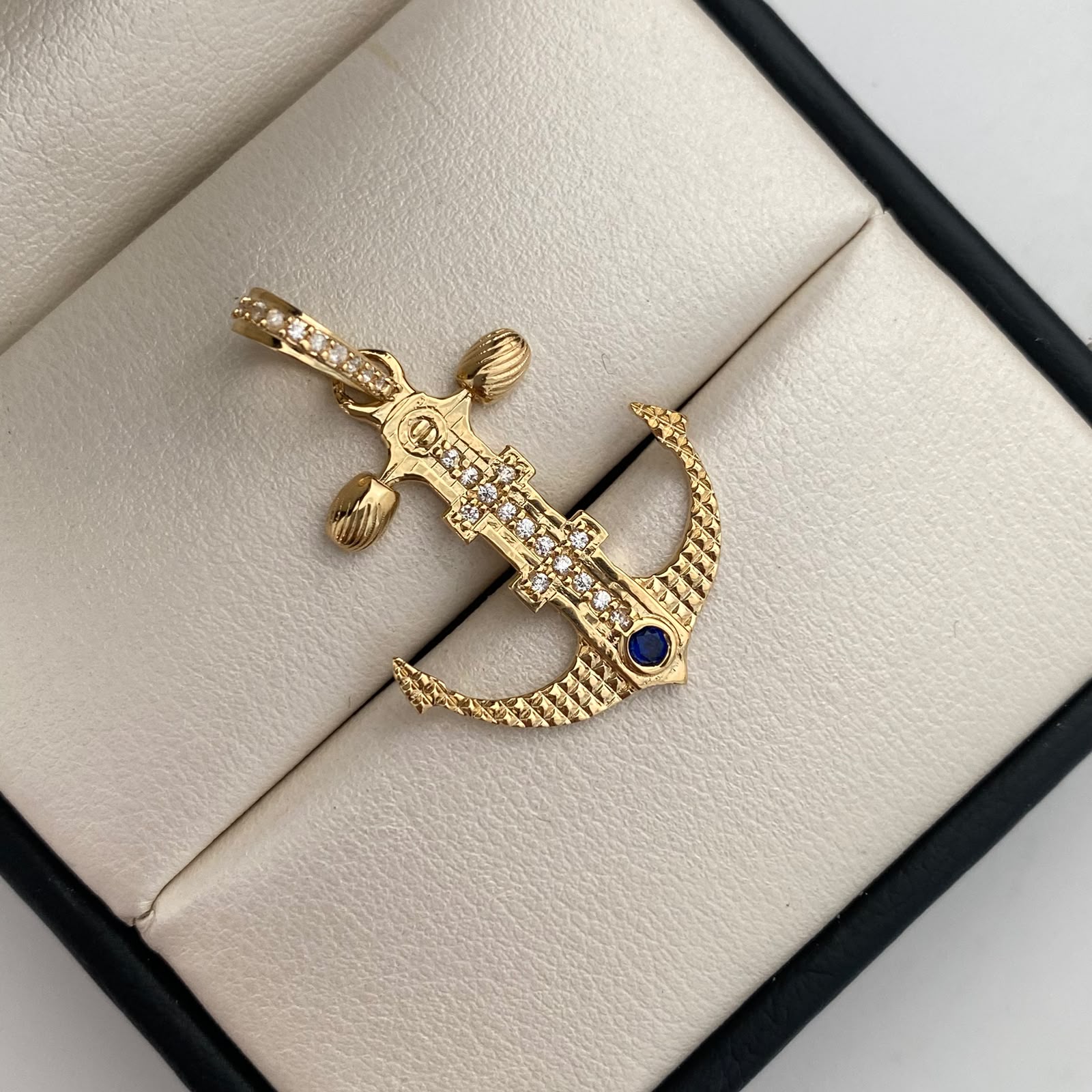 Dije Ancla Casting Azul Oro amarillo 18k 3,5 Gr / 23 mm / 3,4 Cm