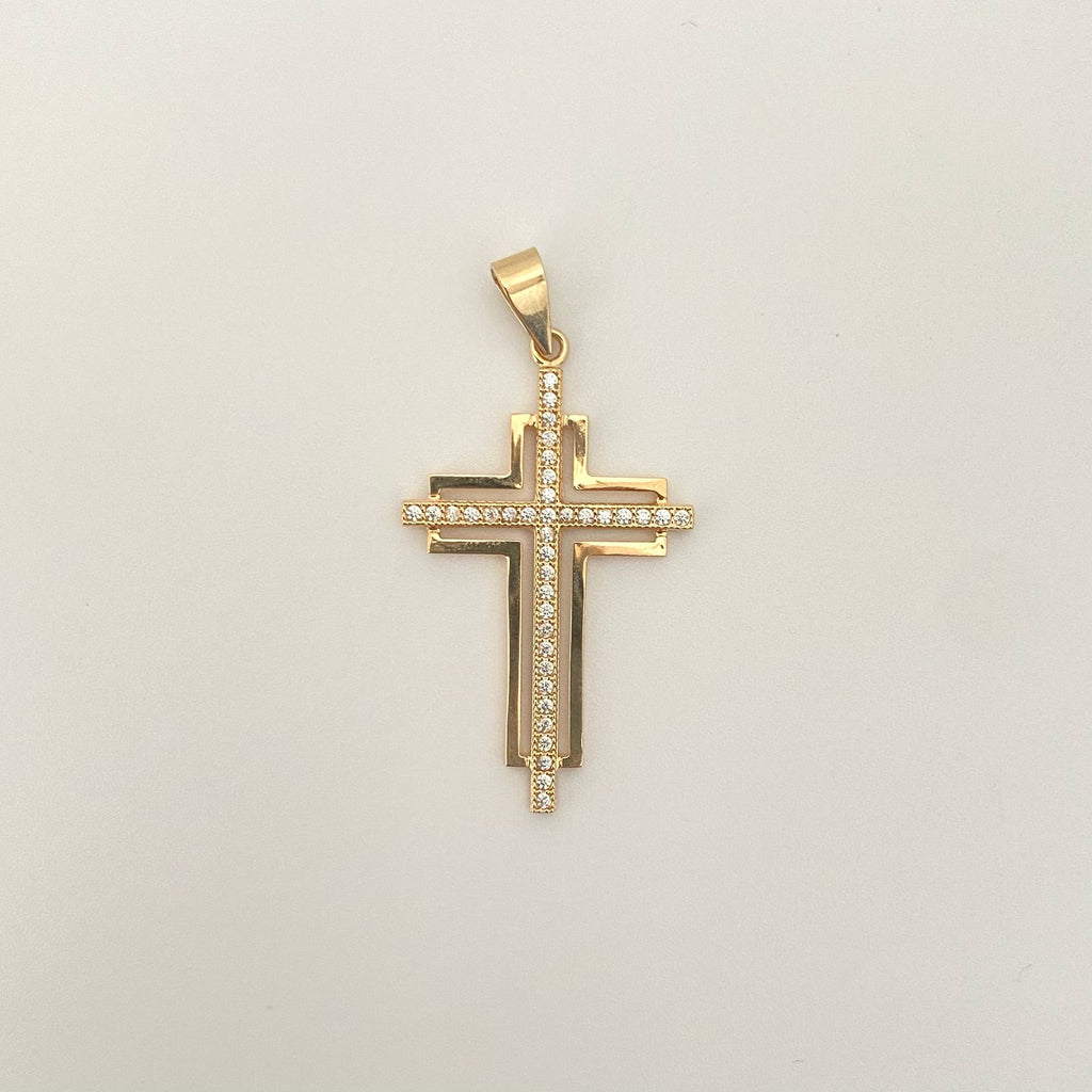 Dije silueta cruz centro casting  Oro amarillo 18k 3,65 Gr / 4,5 Cm