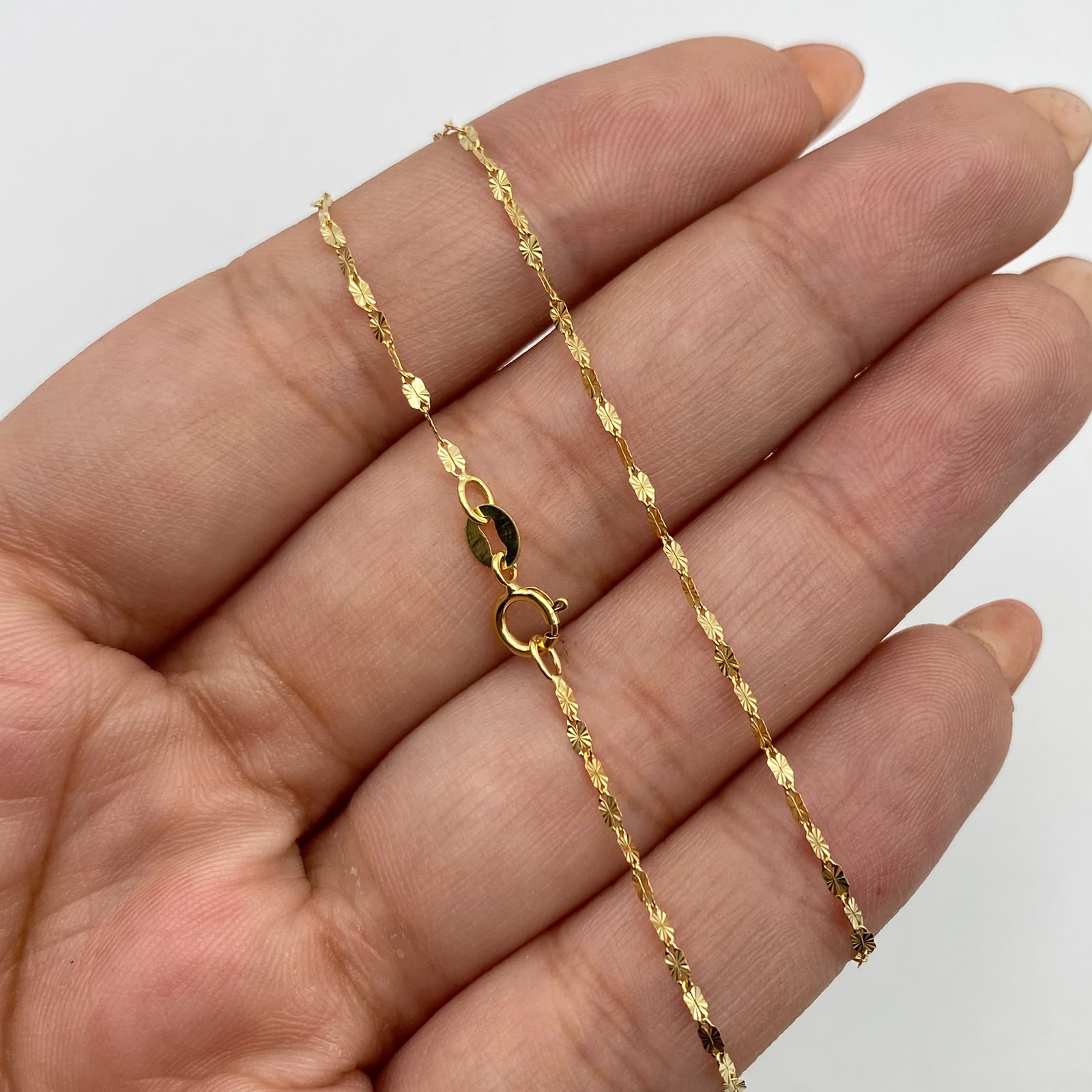 Cadena It flor espejo diamantada Oro amarillo 18k 1,05 Gr / 1,5 mm / 50 Cm