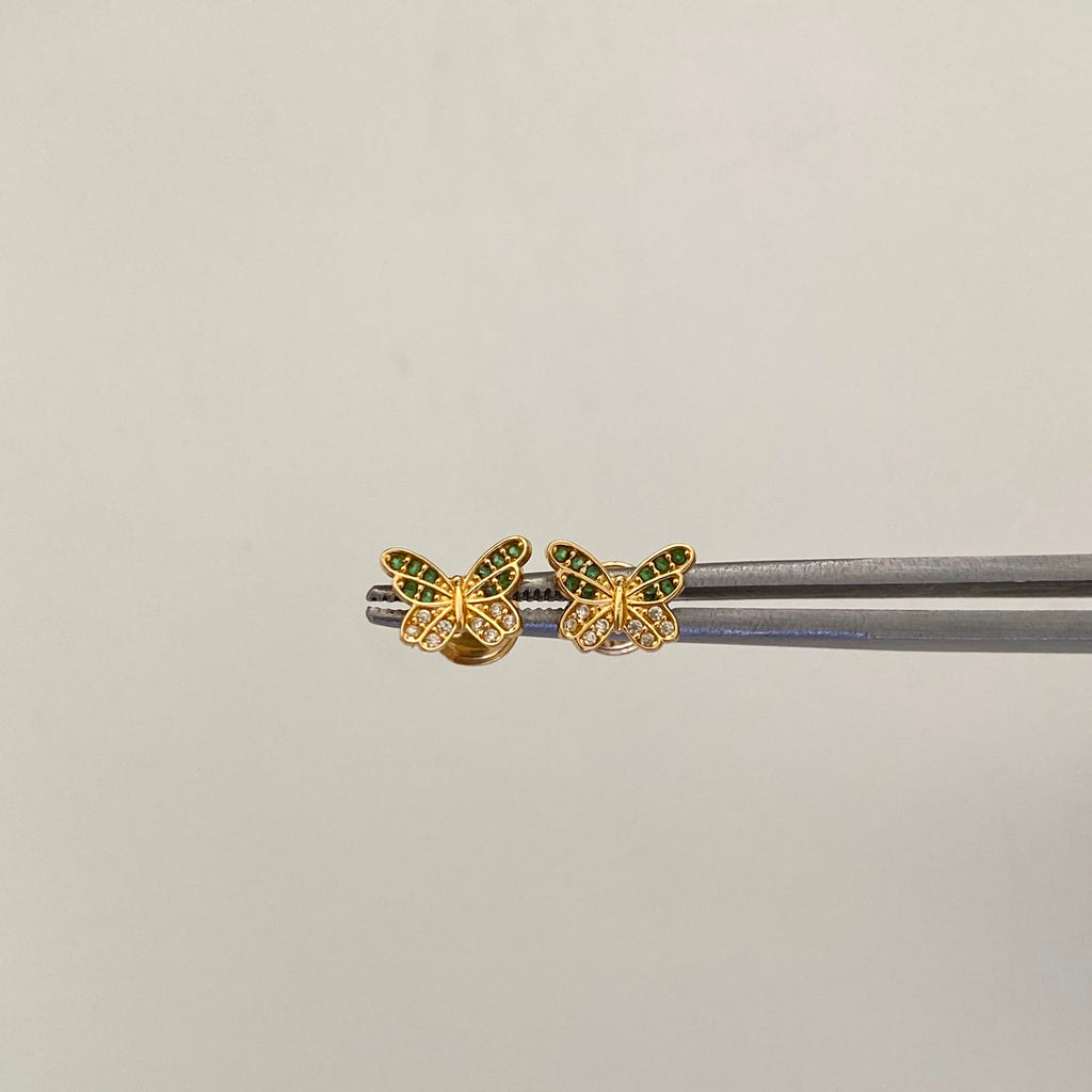 Topos Mariposa Casting Verde y Blanco Oro amarillo 18k 1 Gr / 8,4 mm