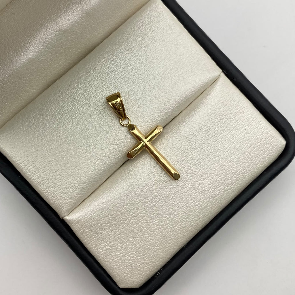 Dije cruz lisa Oro amarillo 18k 0,6 Gr / 12,8 mm / 3 Cm
