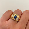 Anillo Casting Piedra Azul Oro amarillo 18k / Talla 10 / 6,35 Gr / 4,5 mm
