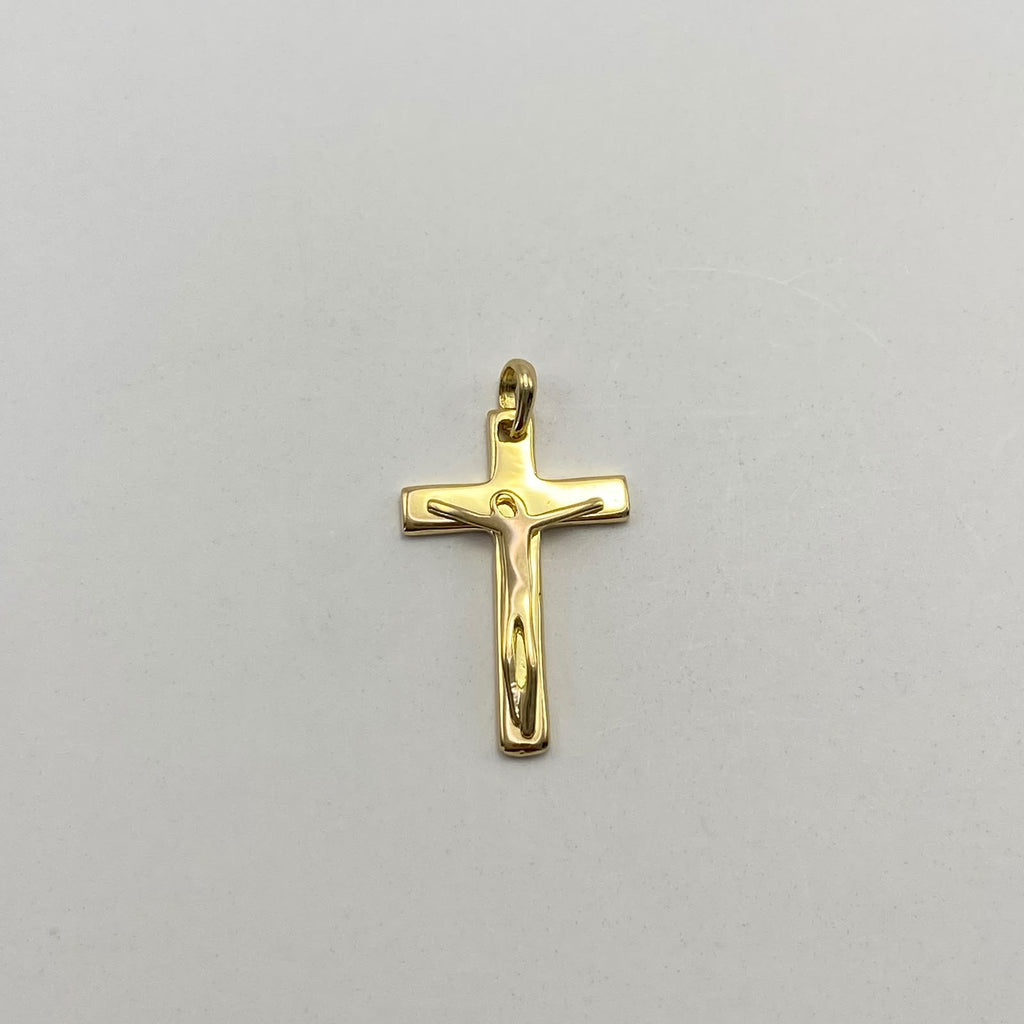 Dije Cruz cristo lisa Oro amarillo 18k 1,35 Gr / 13,8 mm / 2,4 Cm