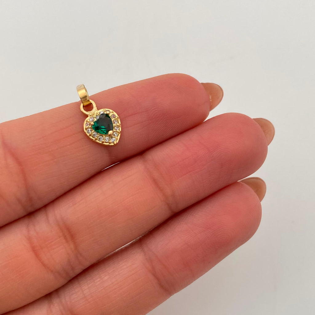 Dije Corazon Casting Verde Oro amarillo 18k 0,75 Gr / 7,5 mm / 1,5 Cm