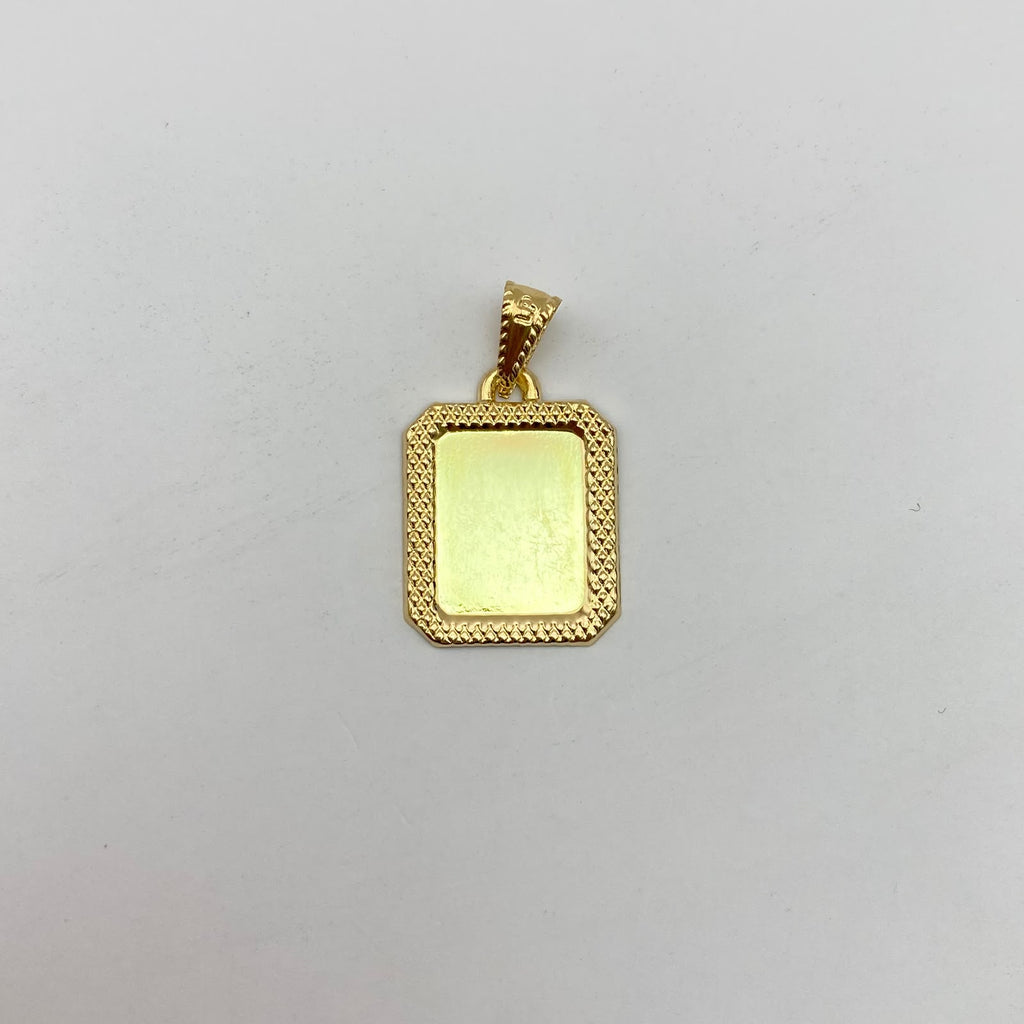 Dije placa fotograbado marco diamantado Oro amarillo 2 Gr / 3,6 Cm