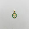 Dije  silueta cruz central circones verdes Oro amarillo 18k 0,65 Gr / 9,35 mm / 2 Cm