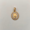Dije Redondo Casting Blanco Virgen Milagrosa Oro amarillo y Oro blanco 18k 2,4 Gr / 15,9 mm / 2,6 Cm