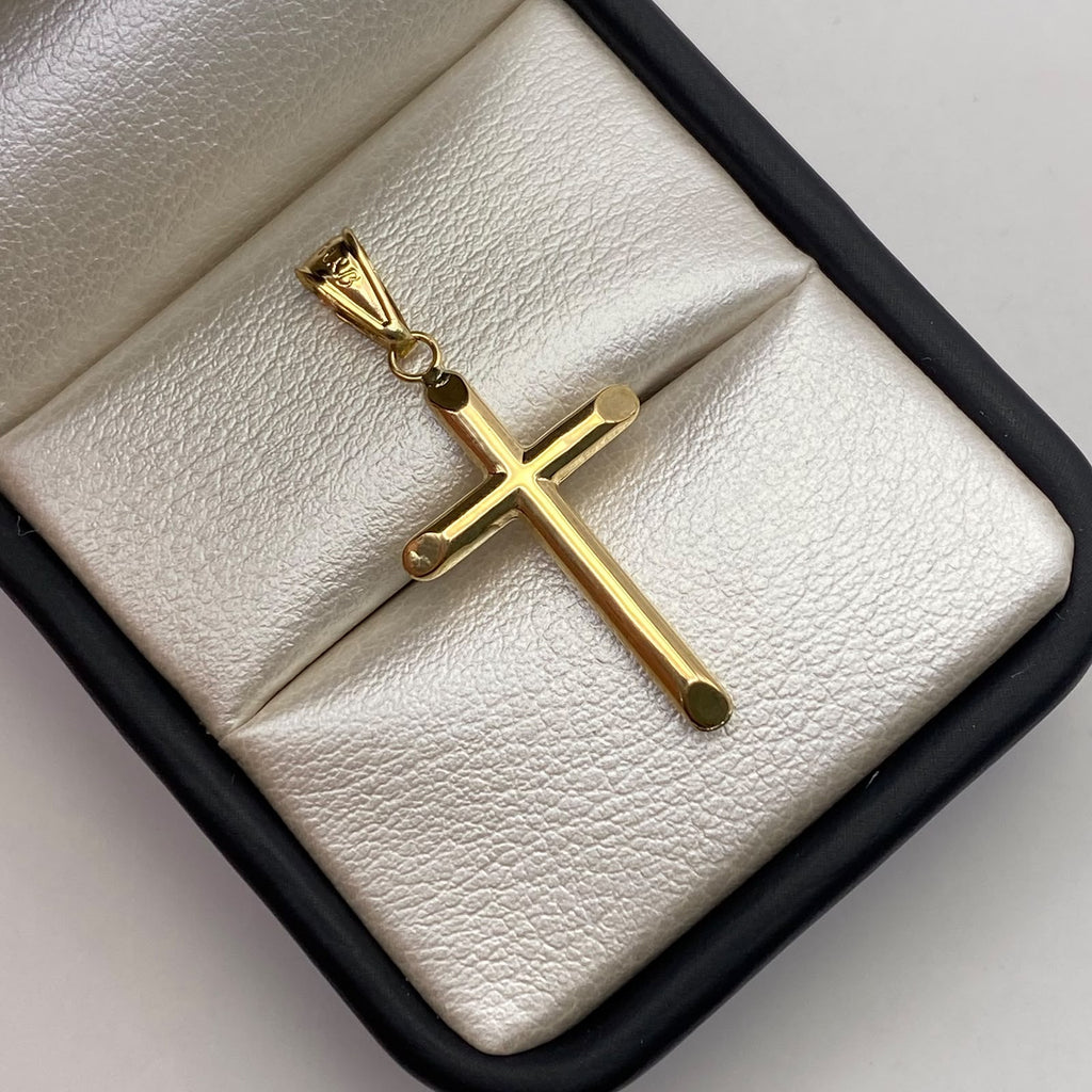 Dije Cruz tubular Oro amarillo 18k 0,88 Gr / 15,9 mm / 3,5 Cm