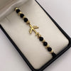 Pulsera tejida Herraje avion bolas diamantadas 5 y 6mm Oro amarillo 18k 2,87 Gr