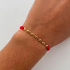 Pulsera tejida Gc Liso Roja Oro amarillo 18k 0,4 Gr