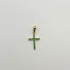 Dije Cruz circones verdes Oro amarillo 18k 0,6 Gr / 9,8 mm / 2 Cm