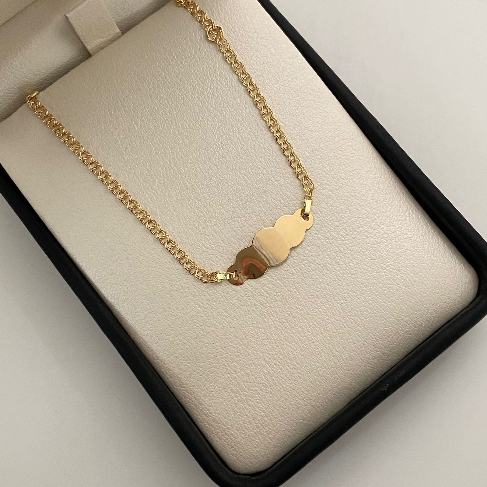 Pulso bebé aro seguido placa nube Oro amarillo 18k 1,55 Gr / 7,8 mm / 15 Cm Broche 0,15