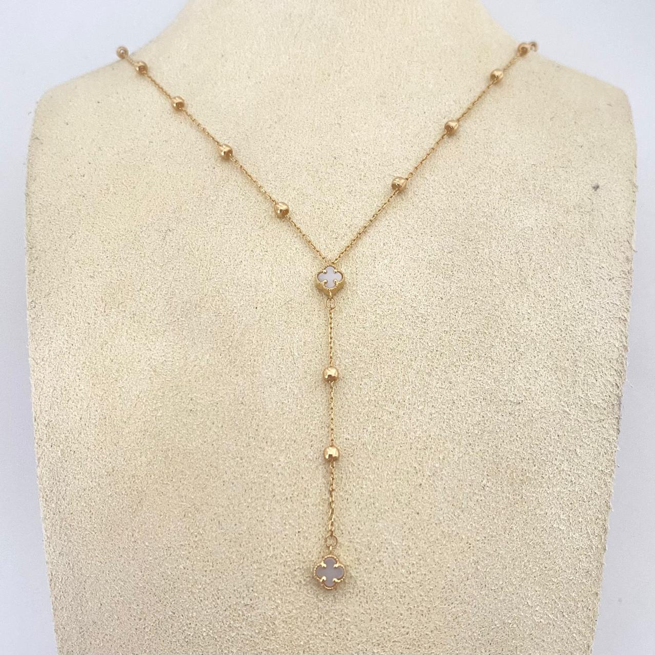 Cadena It balines lisos trebol mini fondo blanco Oro amarillo 18k +4 / 2,75 Gr / 2,5 mm / 45 Cm