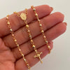 Rosario Virgen Milagrosa Cruz Circon Tres oros 18k 7,80 Gr / 3,4 mm / 50 Cm Broche 0,30