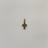 Dije Cruz Esmeralda 0.48qt Oro amarillo 18k 0,5 Gr / 5,7 mm / 1,2 Cm