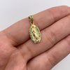 Dije Virgen de guadalupe circones verdes Oro amarillo 18k 1,3 Gr / 9,2 mm / 2,3 Cm
