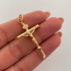 Dije Cruz Tubular Cristo Oro amarillo 18k 1,4 Gr / 24,6 mm / 4,4 Cm