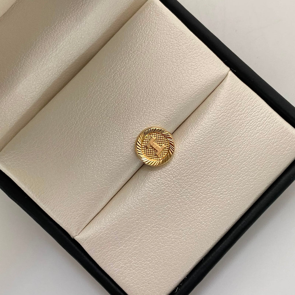Herraje Letra I Diamantada Oro amarillo 18k 0,5 Gr / 1,1 Cm