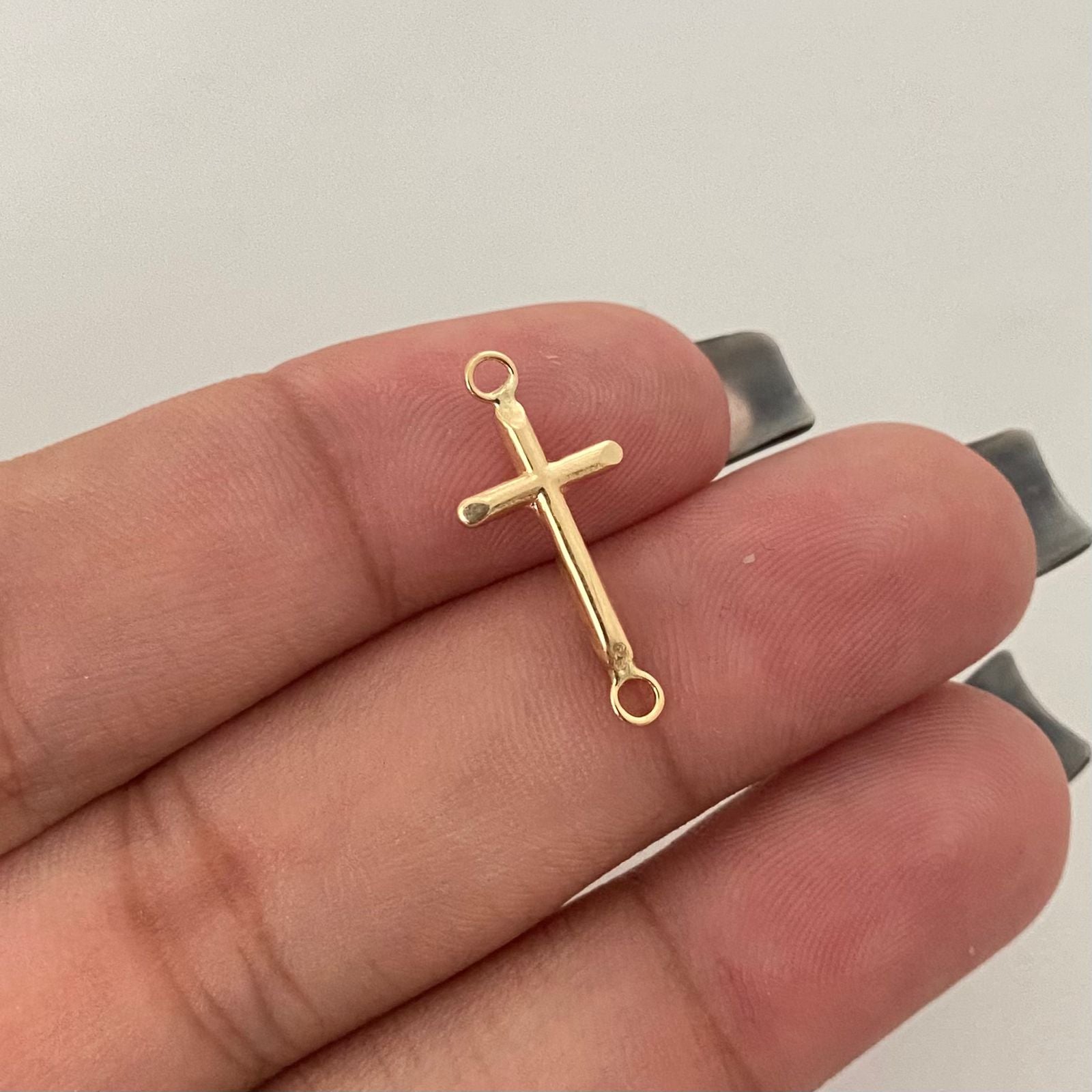 Herraje cruz lisa Oro amarillo 18k 0,35 Gr / 2,0 Cm
