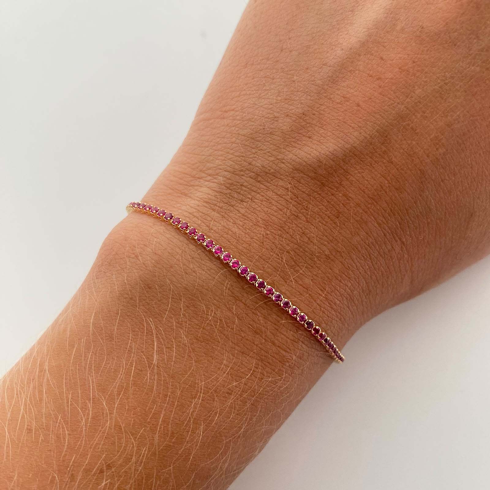 Pulso It Tennis Fucsia Oro amarillo 18k +6 / 1,85 Gr / 1,6 mm / 18,5 Cm