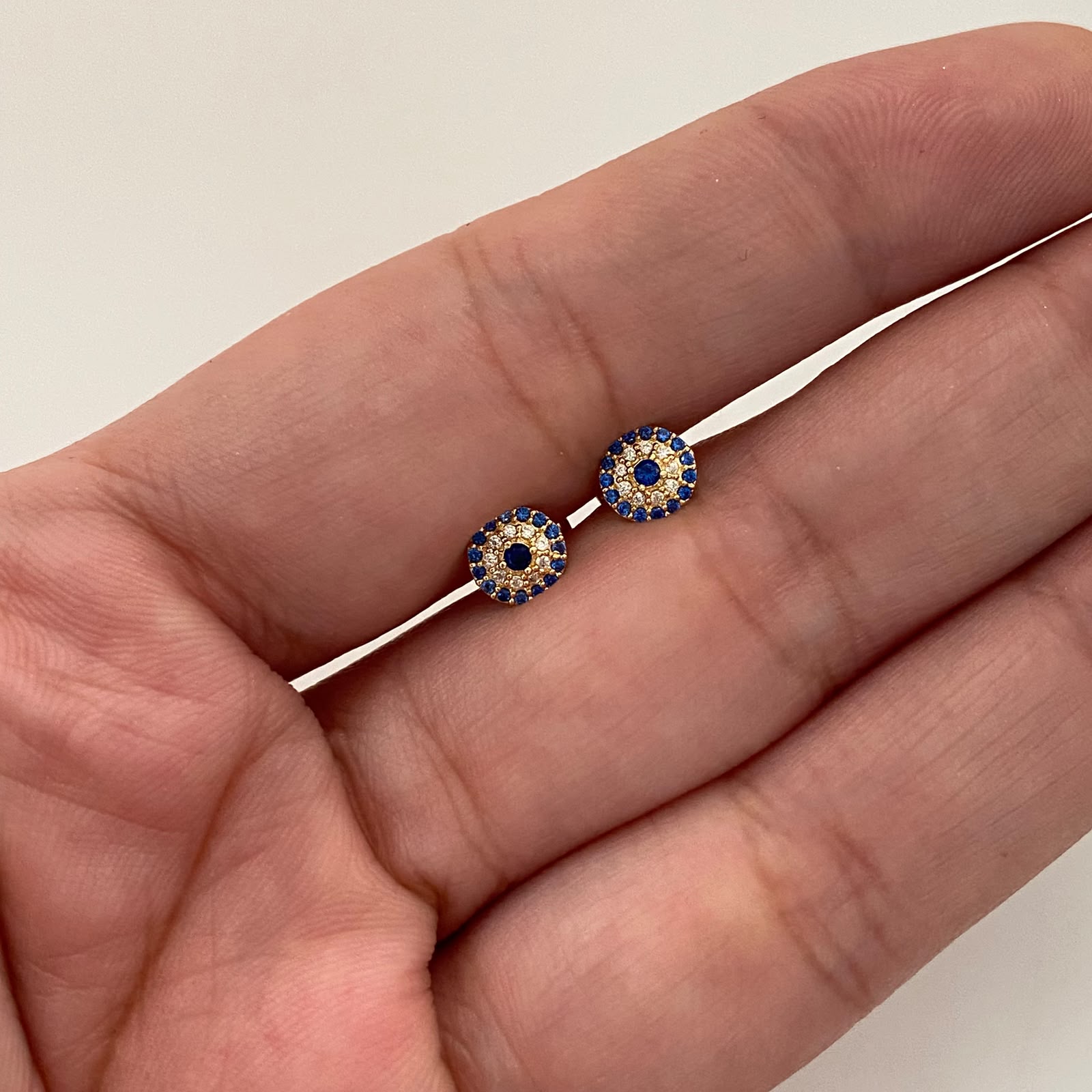 Topos circulo circones azules  Oro amarillo 18k 0,8 Gr / 6 mm