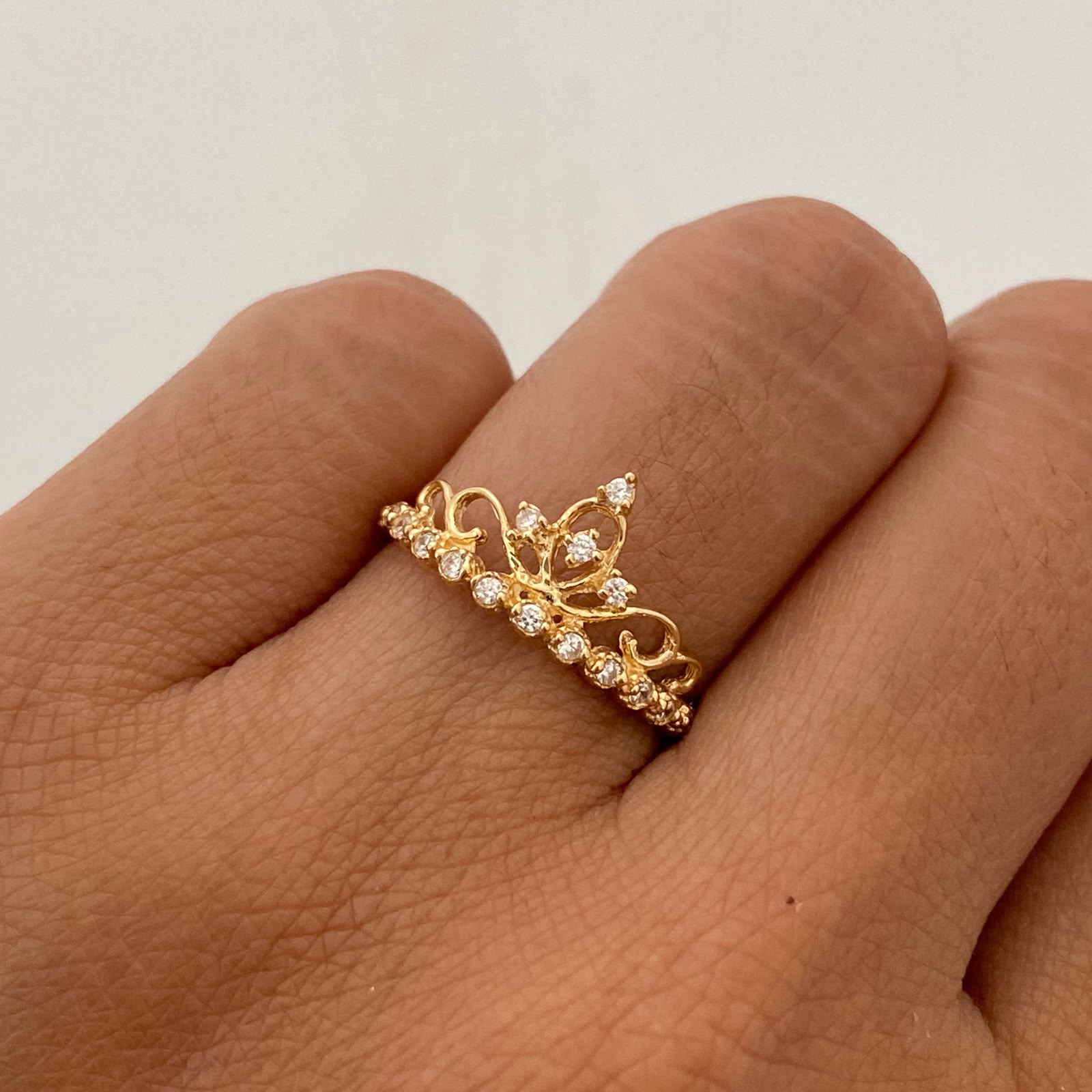 Anillo 15 Corona Casting Blanco Oro amarillo 18k / Talla 6 / 1,5 Gr