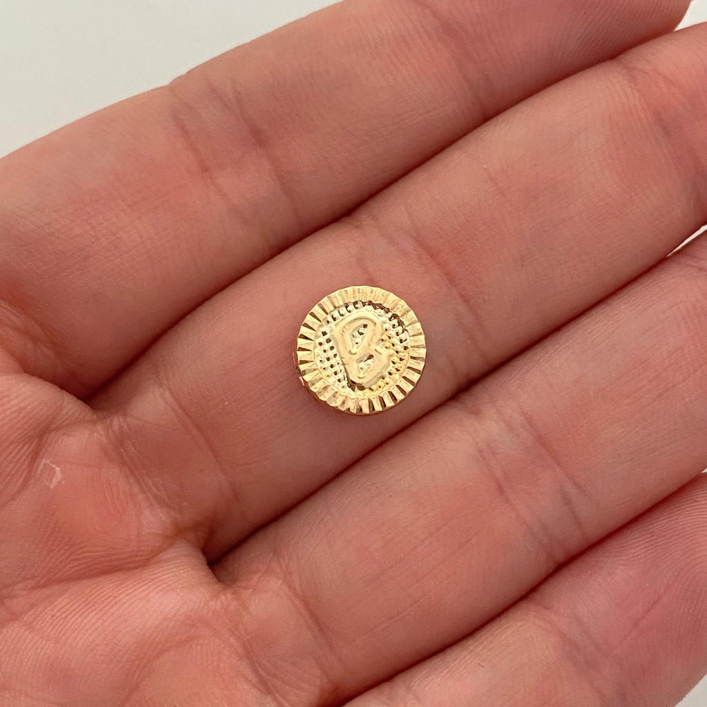 Herraje letra B con diamantado  Oro amarillo 18k 0,5 Gr / 1 Cm