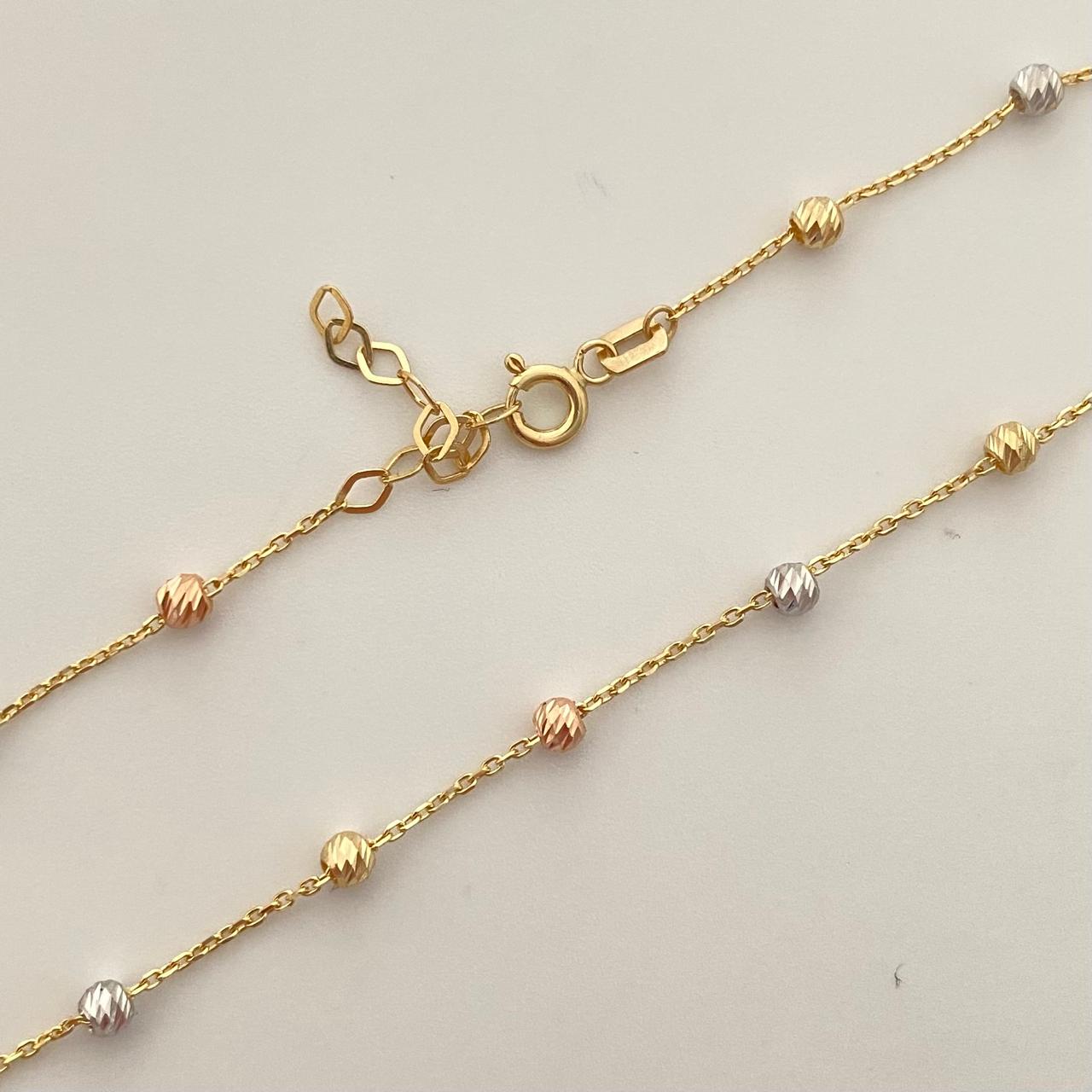 Cadena It balines diamantados dije cruz Tres oros 18k +4 / 3,7 Gr / 3,0 mm / 50 Cm