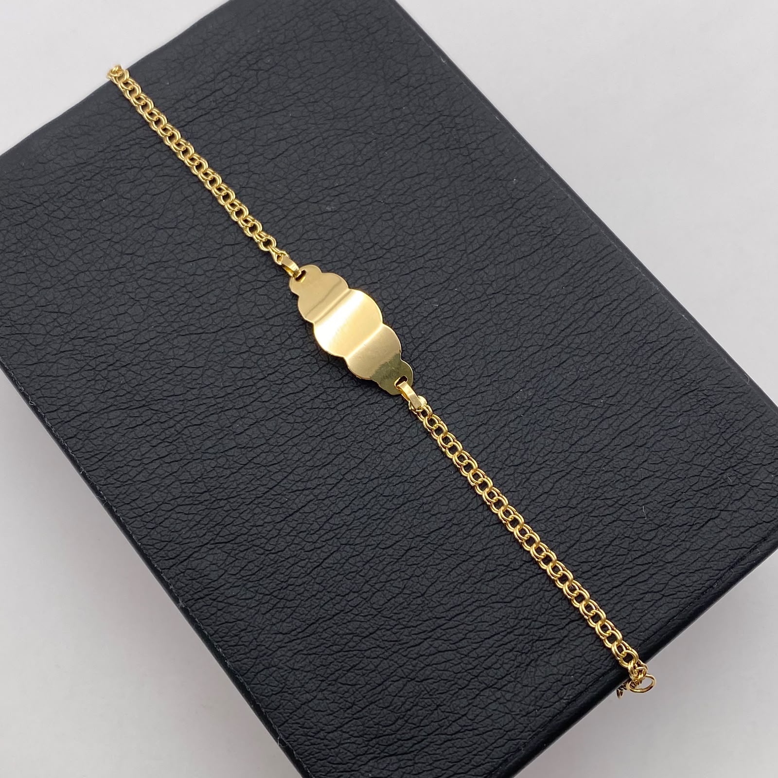 Pulso bebé aro seguido placa nube Oro amarillo 1,50 Gr / 14,5 Cm  Broche 0,15