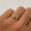Anillo Circon Cuadrado Verde Oro amarillo 18k / Talla 7 / 1,2 Gr / 1,3 mm