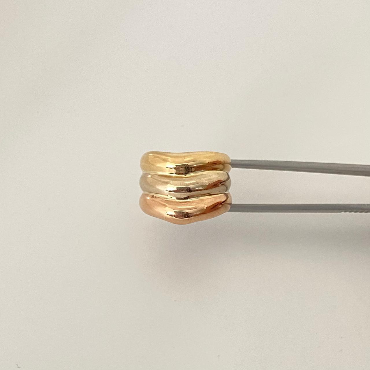 Anillo tubular Tres oros 18k / Talla 8 / 3,8 Gr
