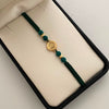 Pulsera tejida Corona Rx bolas diamantadas 4mm verde Oro amarillo 18k 0,8 Gr