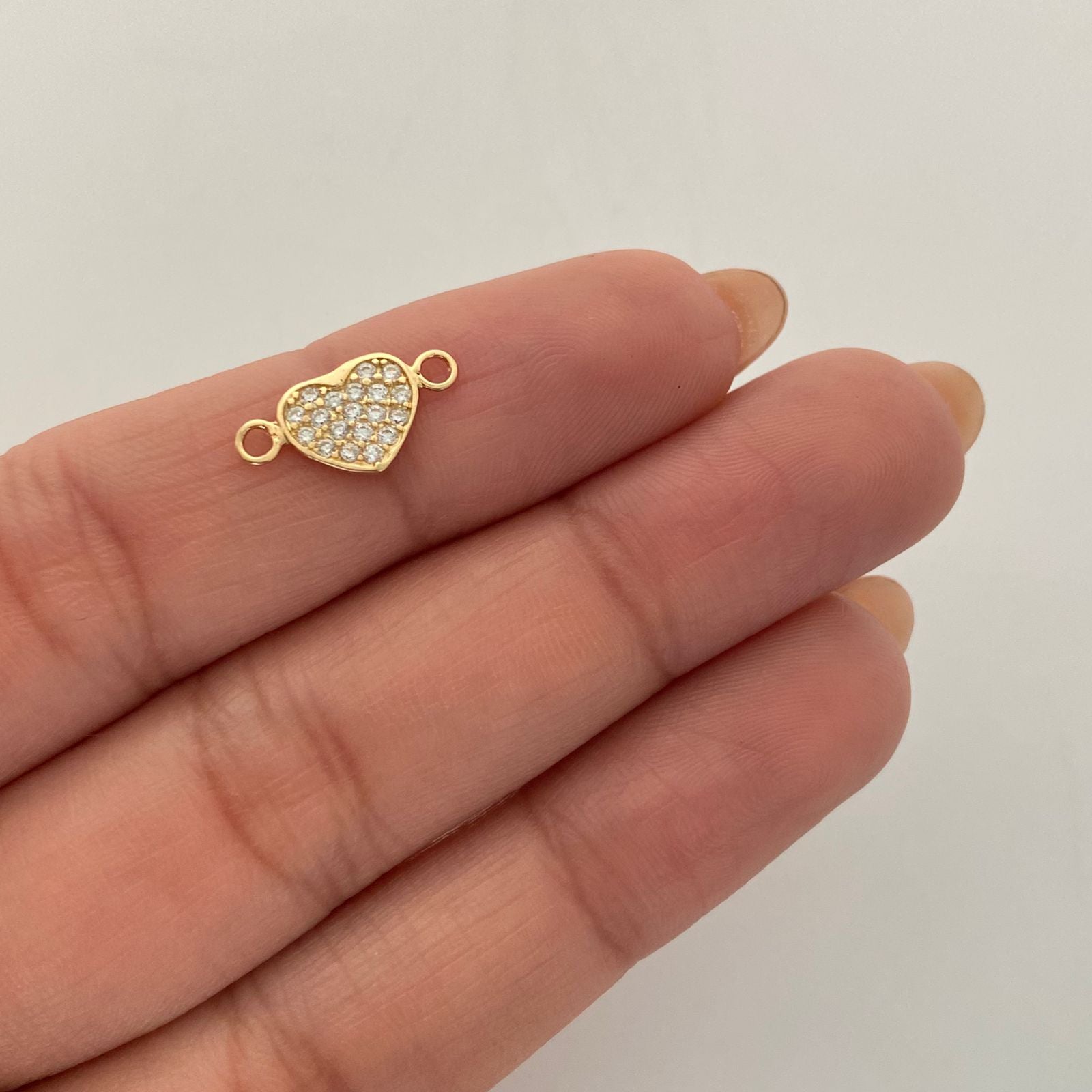 Herraje Coraazon Casting Blanco Oro amarillo 18k 0,6 Gr / 1,4 Cm