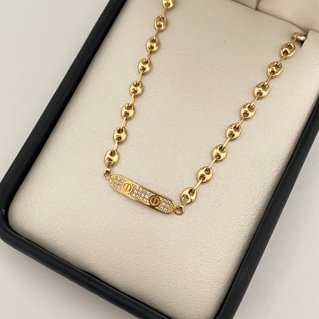 Pulso gc placa sello casting Oro amarillo 18k 3,25 Gr / 4,0 mm / 17,5 Cm Broche 0,40