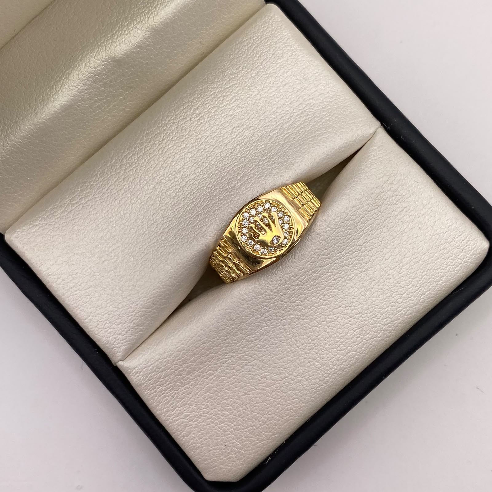 Anillo Corona rx circones blancos Oro amarillo 18k / Talla 8 1/4 / 5,4 Gr / 4,8 mm