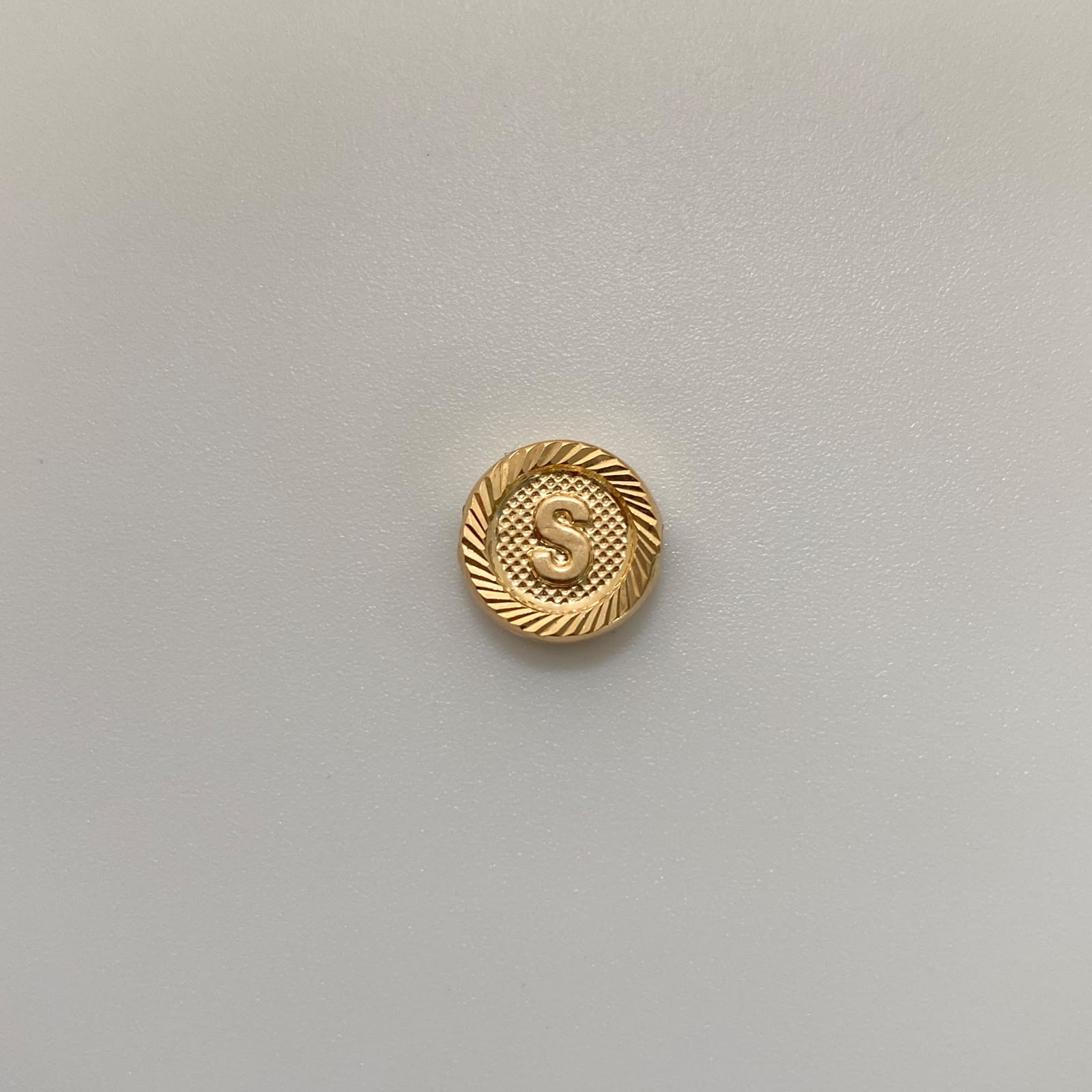 Herraje Letra S Diamantada Oro amarillo 18k 0,5 Gr / 1,1 Cm