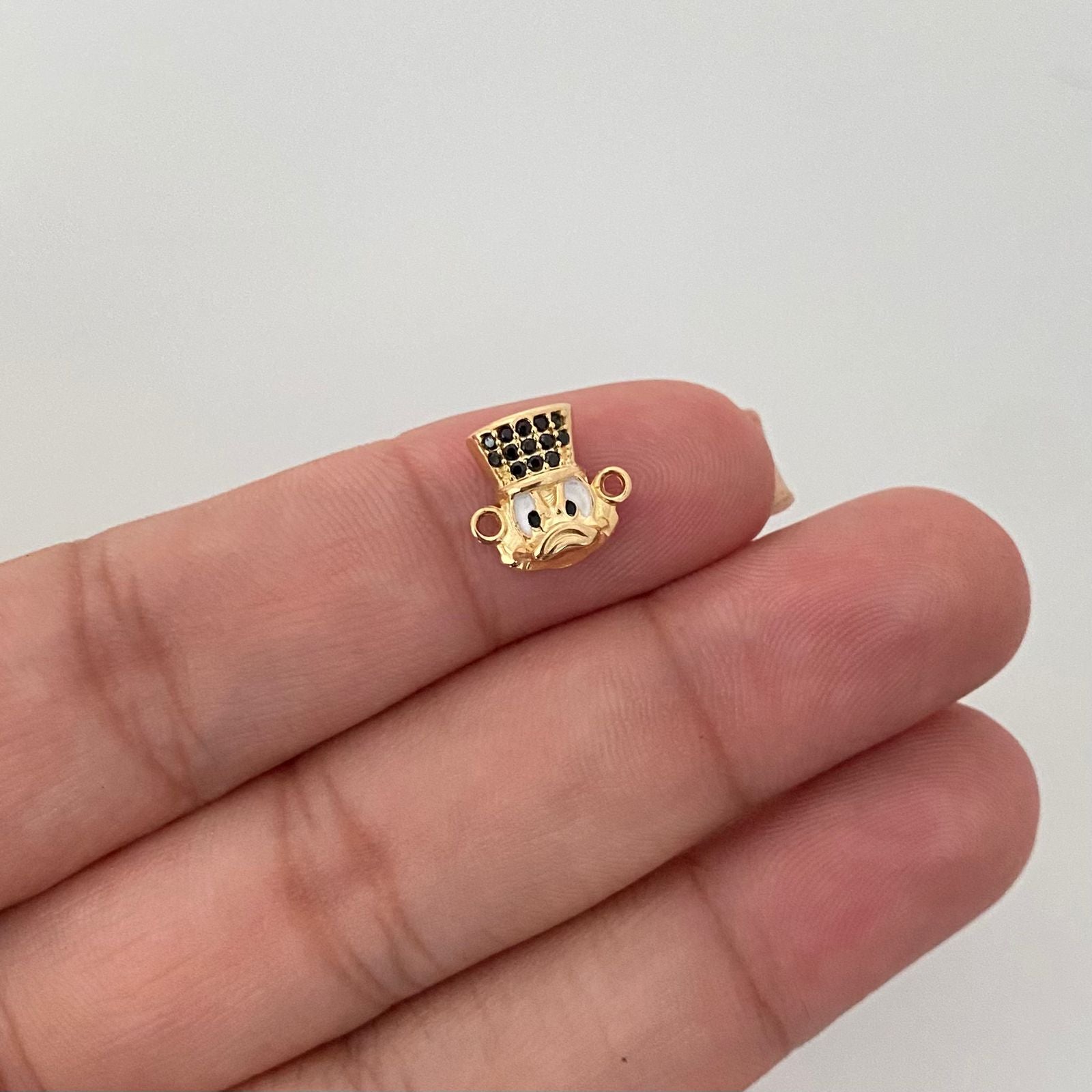 Herraje pato sombrero circones negro Oro amarillo 18k 1,25 Gr / 1,0 Cm