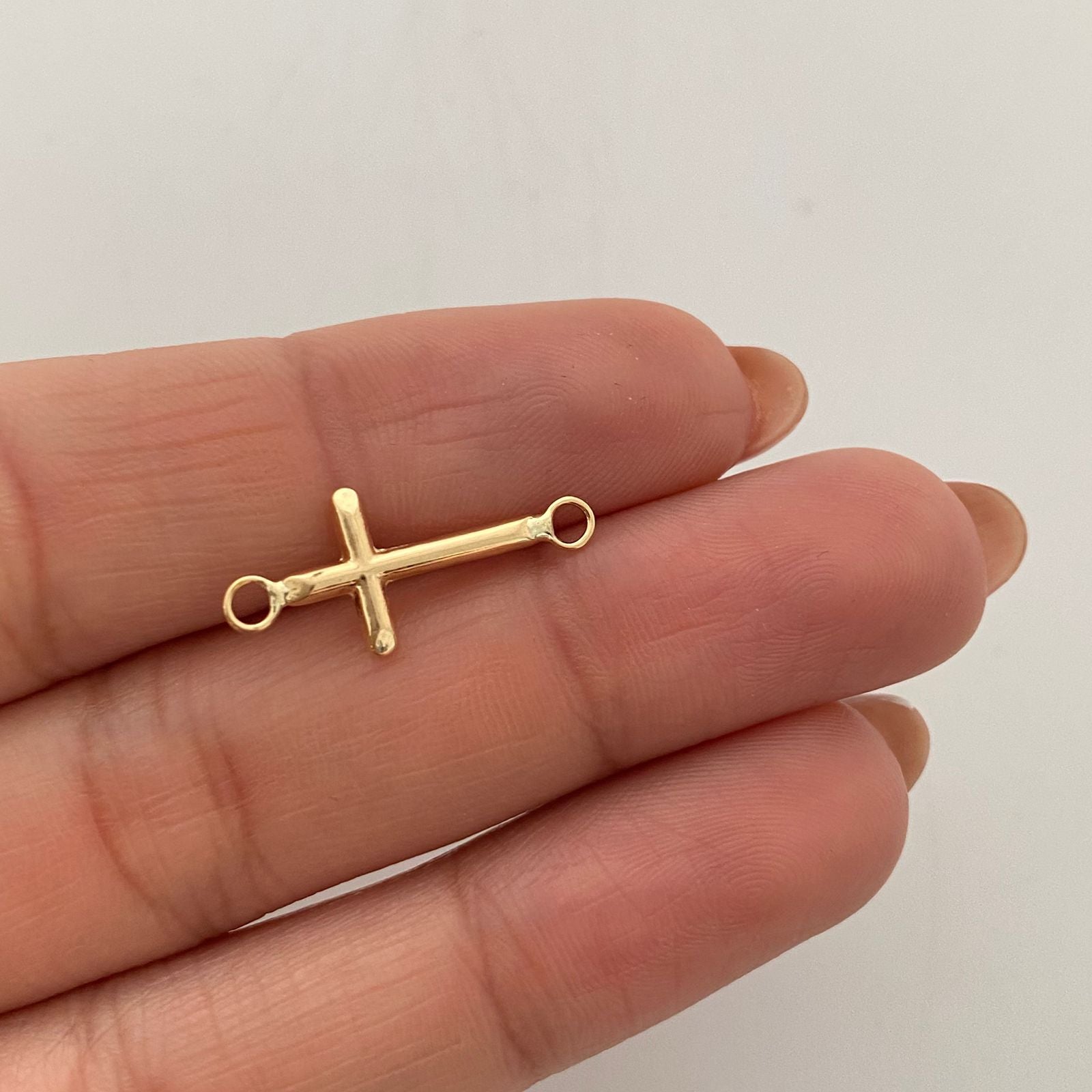 Herraje cruz tubular  Oro amarillo 18k 0,3 Gr / 0,9 Cm