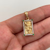Dije Rectangular Casting Verde y blanco Jesus Oro amarillo 18k 3,4 Gr / 2,5 mm / 11,6 Cm