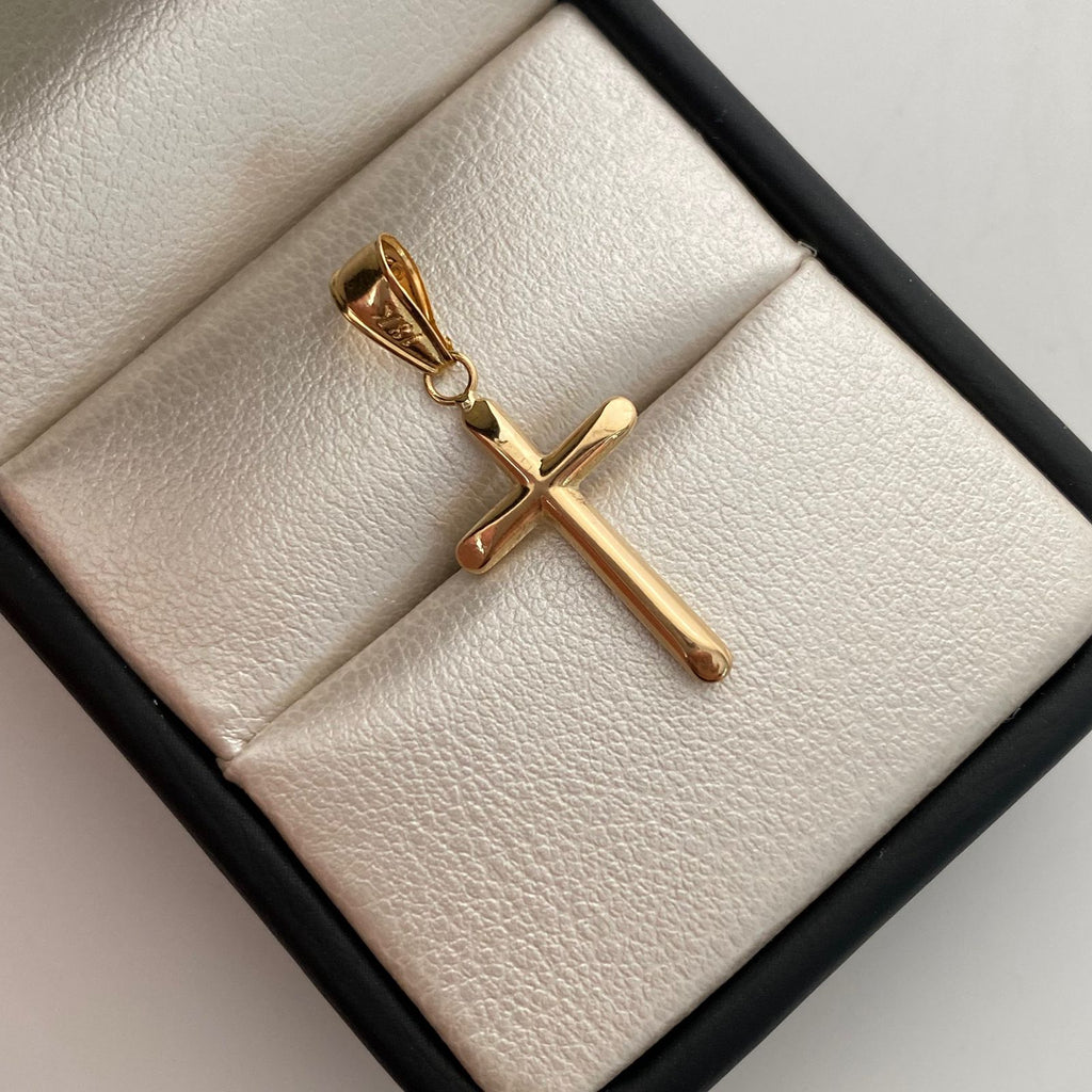 Dije Cruz Tubular Oro amarillo 18k 0,6 Gr / 12,8 mm / 3 Cm