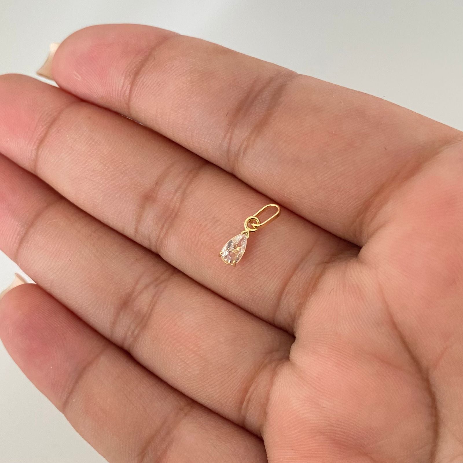 Dije gota circon blanco Oro amarillo 18k 0,25 Gr / 1,3 Cm