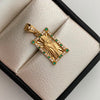 Dije Rectangula Casting Verde y Blanco San Judas Oro amarillo 18k 3,25 Gr / 11,6 mm / 2,5 Cm