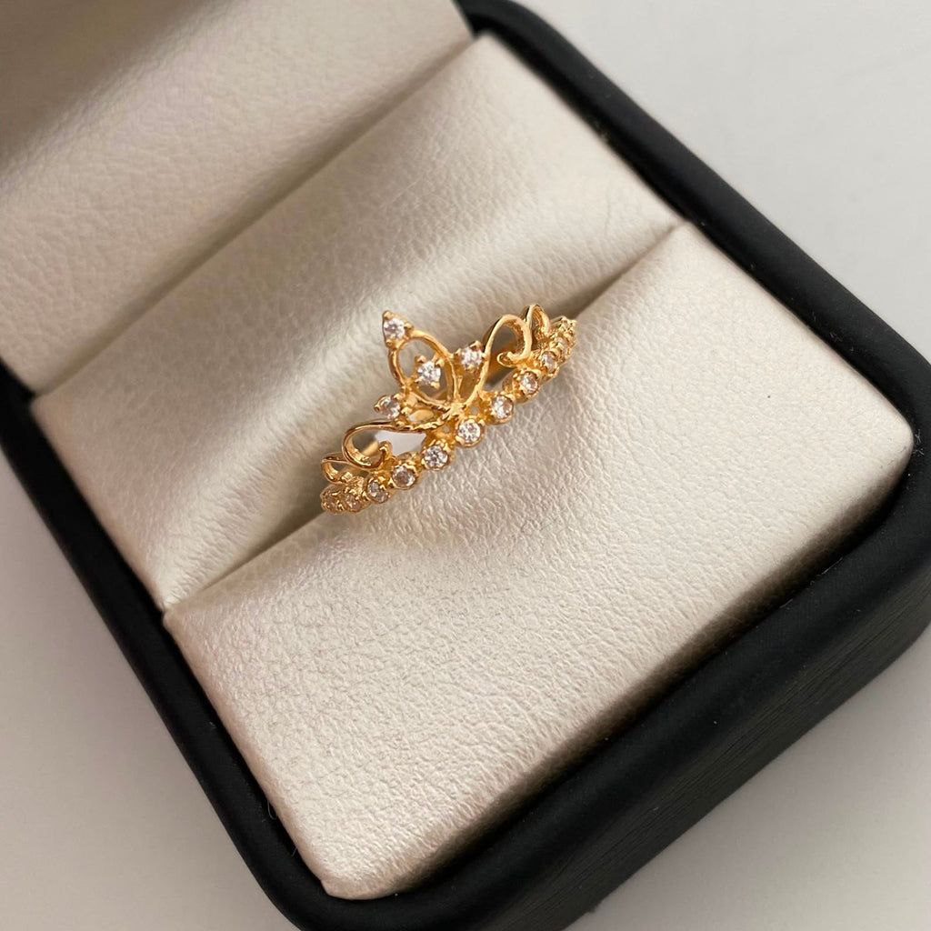Anillo 15 Corona Casting Blanco Oro amarillo 18k / Talla 6 / 1,5 Gr