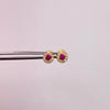 Topos Circulo borde blanco y centro fucsia Oro amarillo 18k 0,75 Gr / 5,4 mm