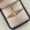 Dije cruz clavo centro x casting blanco Oro amarillo 18k 1,5 Gr / 3,0 Cm