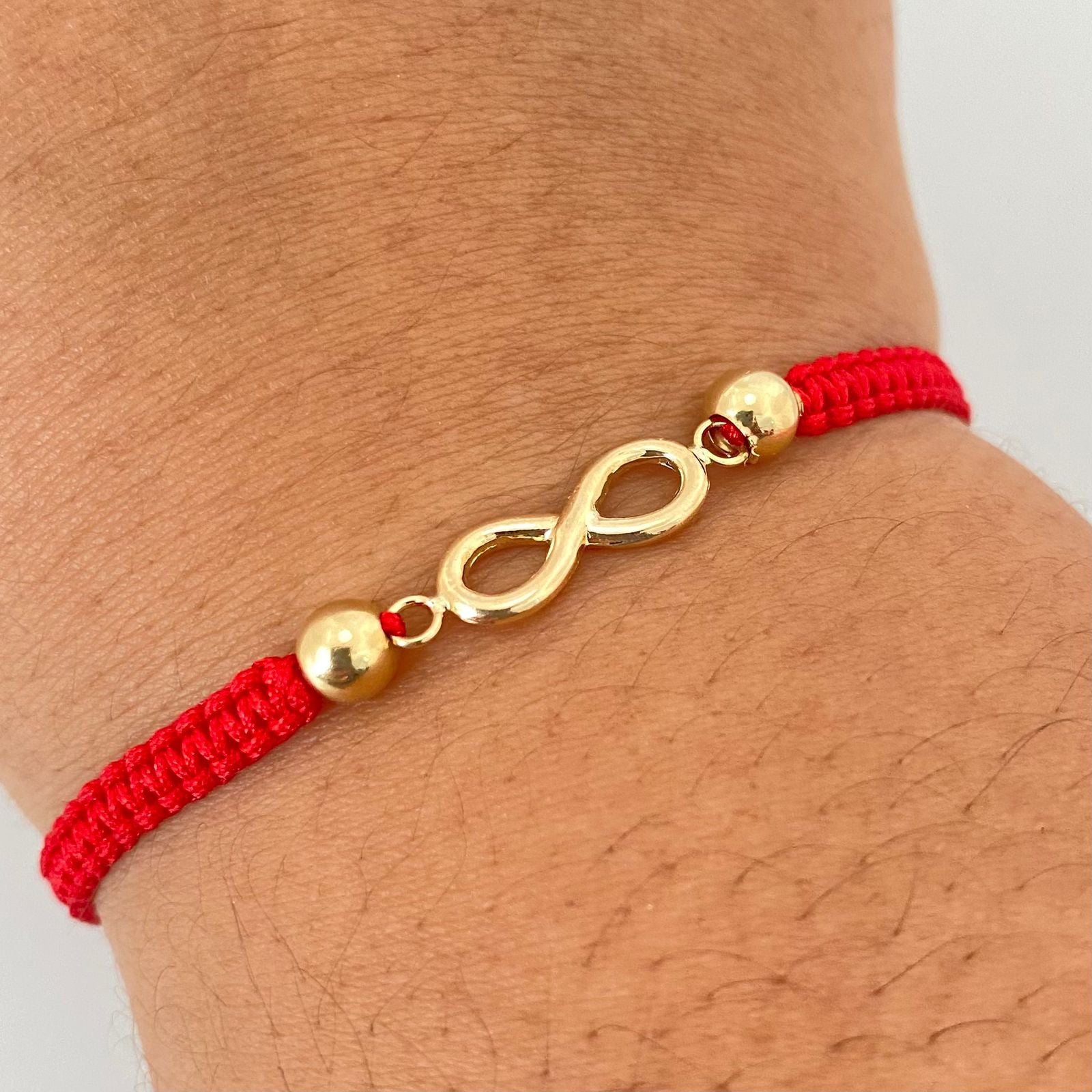 Pulsera tejida herraje inifito liso balines #5 lisas Oro amarillo 18k 0,85 Gr