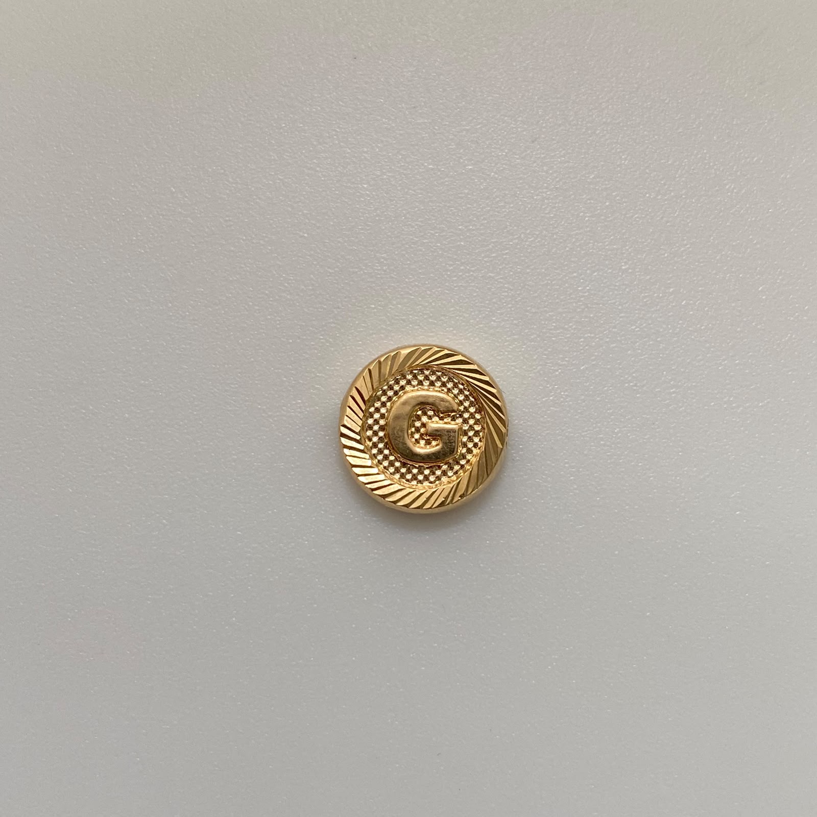 Herraje Letra G Diamantado Oro amarillo 18k 0,5 Gr / 1,1 Cm