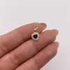 Dije Corazon circones blacos y azul rey Oro amarillo 18k 0,6 Gr / 7,7 mm / 1,5 Cm